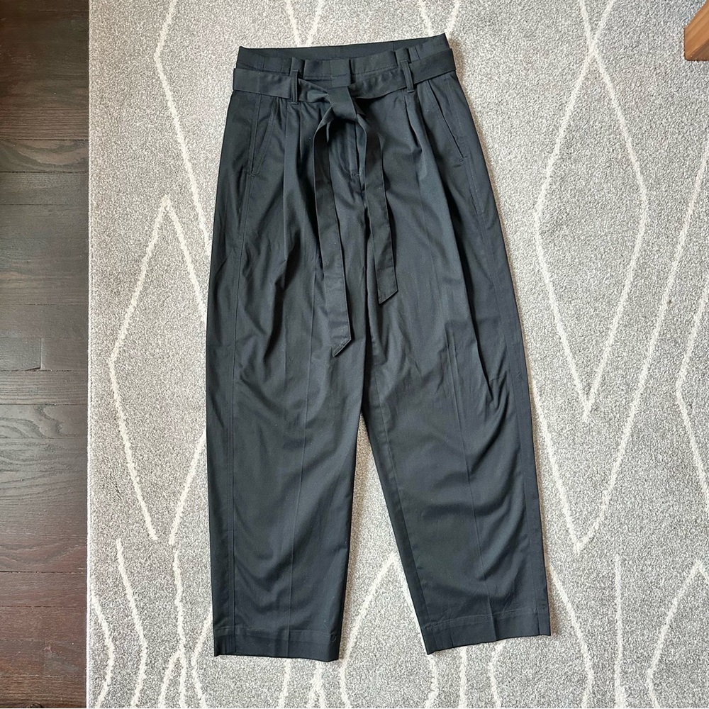 J. Crew Black Paper Bag Waist Barrel Leg Trousers